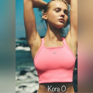 ALO Yoga Seamless Ribbed Bra Tank Bubblegum